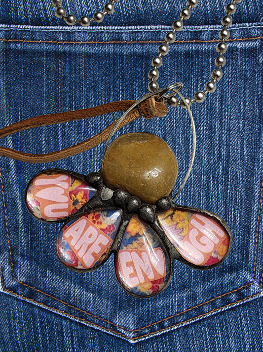 You Are Enough Flower Pendant Necklace
