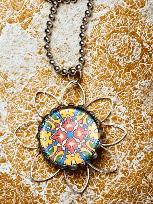 Mosaic Bloom Pendant Necklace