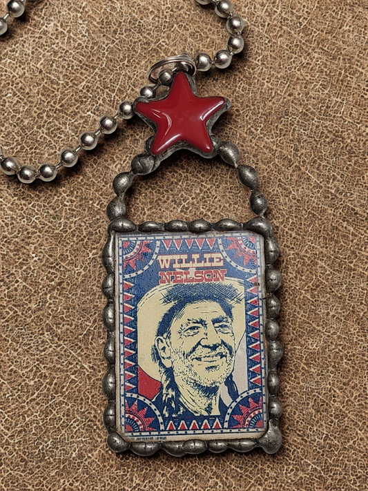 Willie Nelson Pendant Necklace – Red Star Edition