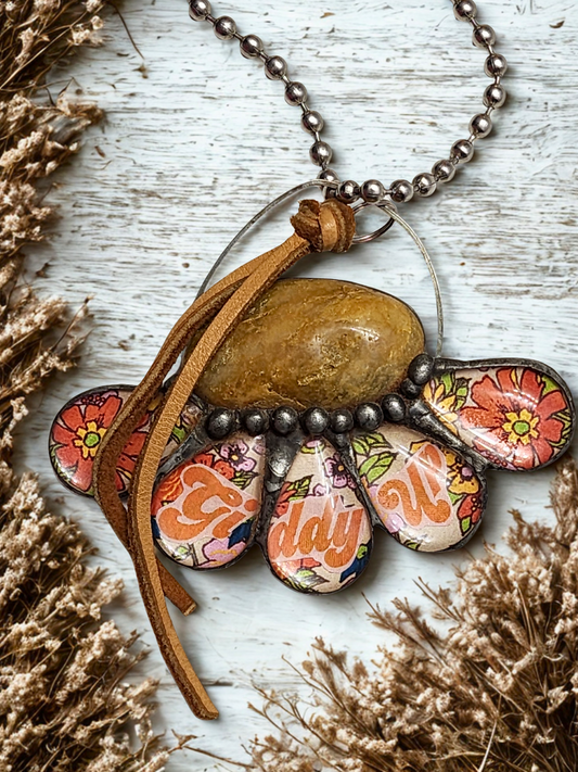 Giddy Up Daisy Necklace Floral Western Flair Pendant