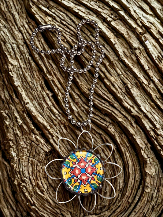 Mosaic Bloom Pendant Necklace