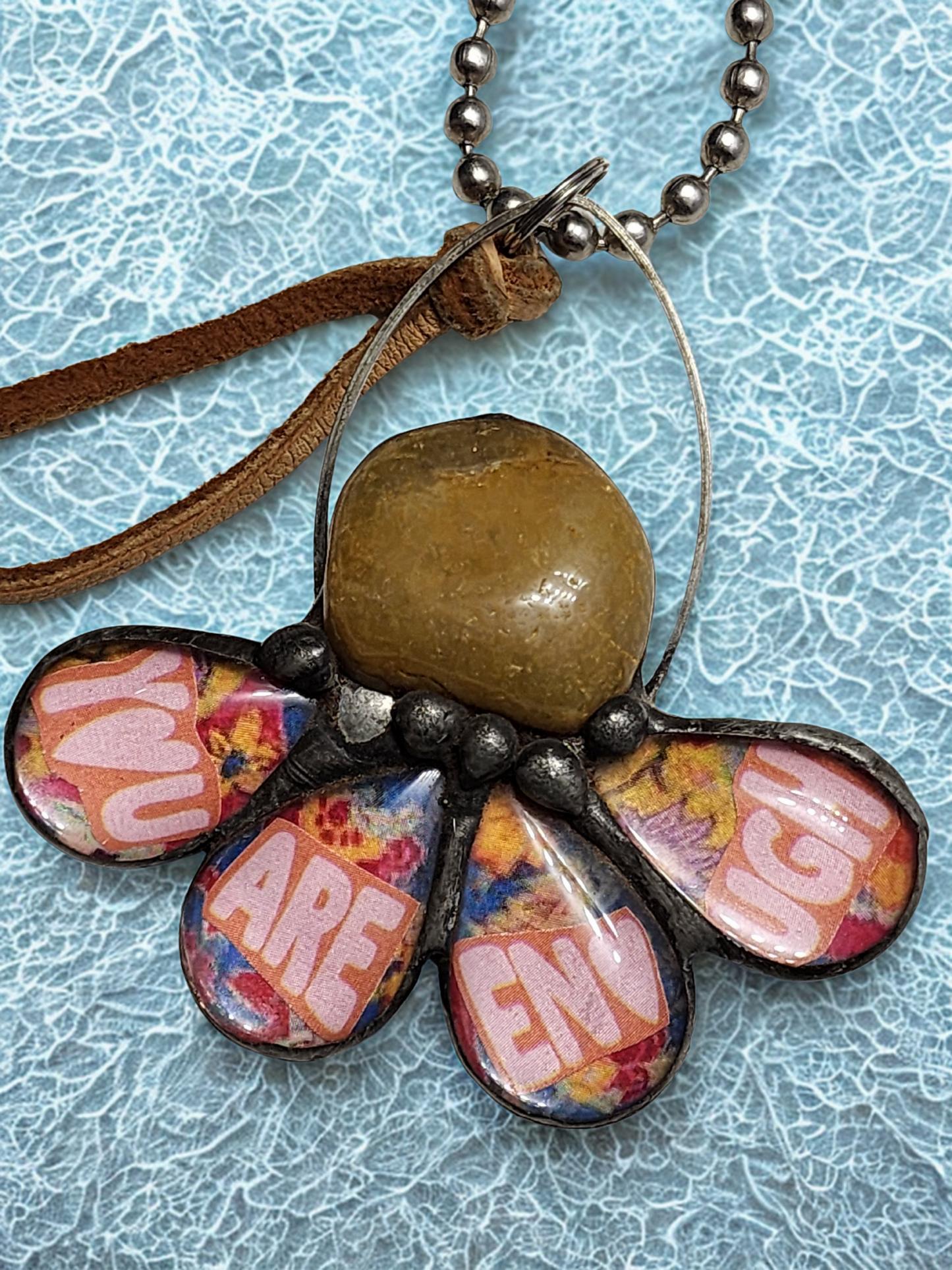 You Are Enough Flower Pendant Necklace