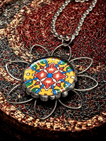 Mosaic Bloom Pendant Necklace
